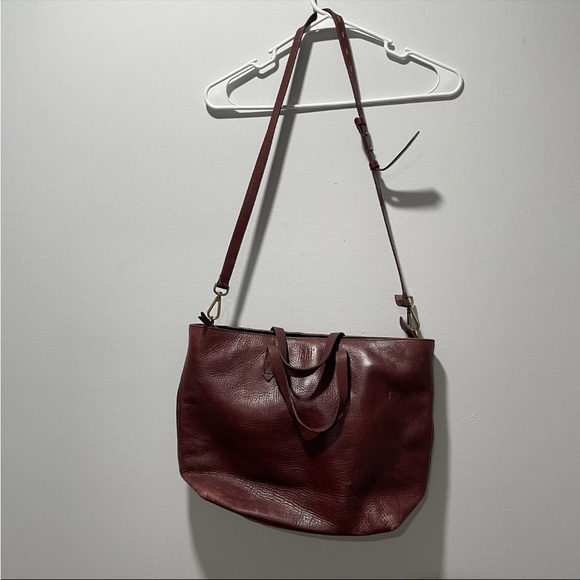 Madewell Brown Leather Top Handle Zipper Closure Satchel Shoulder Crossbody Bag - Picture 3 of 16